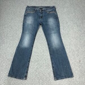 Ariat Jeans Womens 32R Blue Turquoise Bootcut Medium Wash Denim Workwear Casual